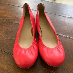 J.Crew Coral Leather Flats~Sz 9~NEW~FREE SHIPPING